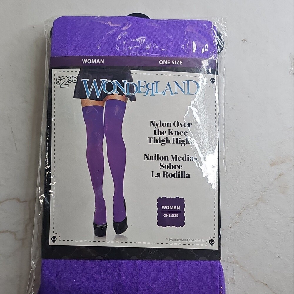Wonderland 100% Nylon Overknees Thigh-Highs Purple Women One Size